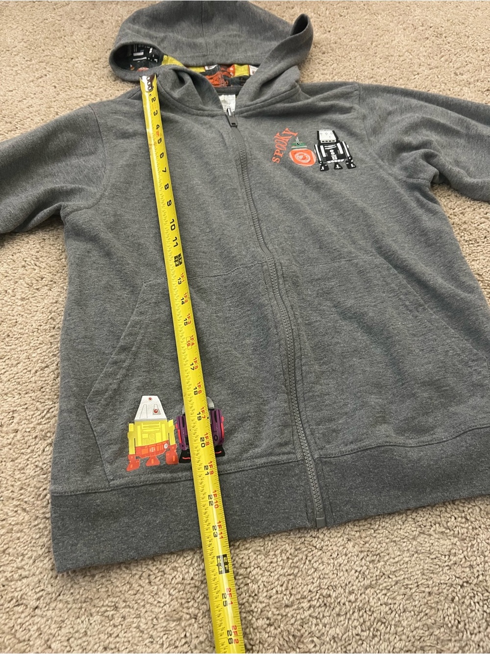 Disney Star Wars Kids Size XL Halloween Print R2D2 Full Zip Hooded Sweatshirt - Picture 6 of 7